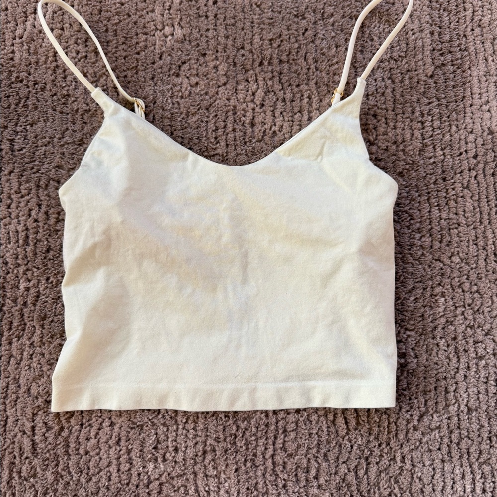 Cream Spaghetti Strap Top Built in bra cami